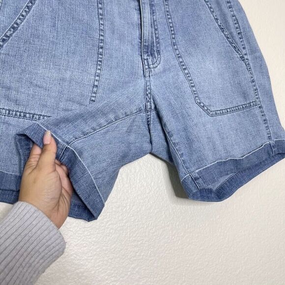 J. Crew Shorts Size 4 Cargo Denim Lightweight Blue Cuffed 6" Inseam Utility Flat - Picture 8 of 12